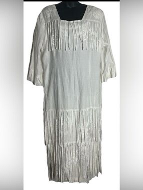 Vintage Donna Vinci fringe embroidered White midi dress size 18